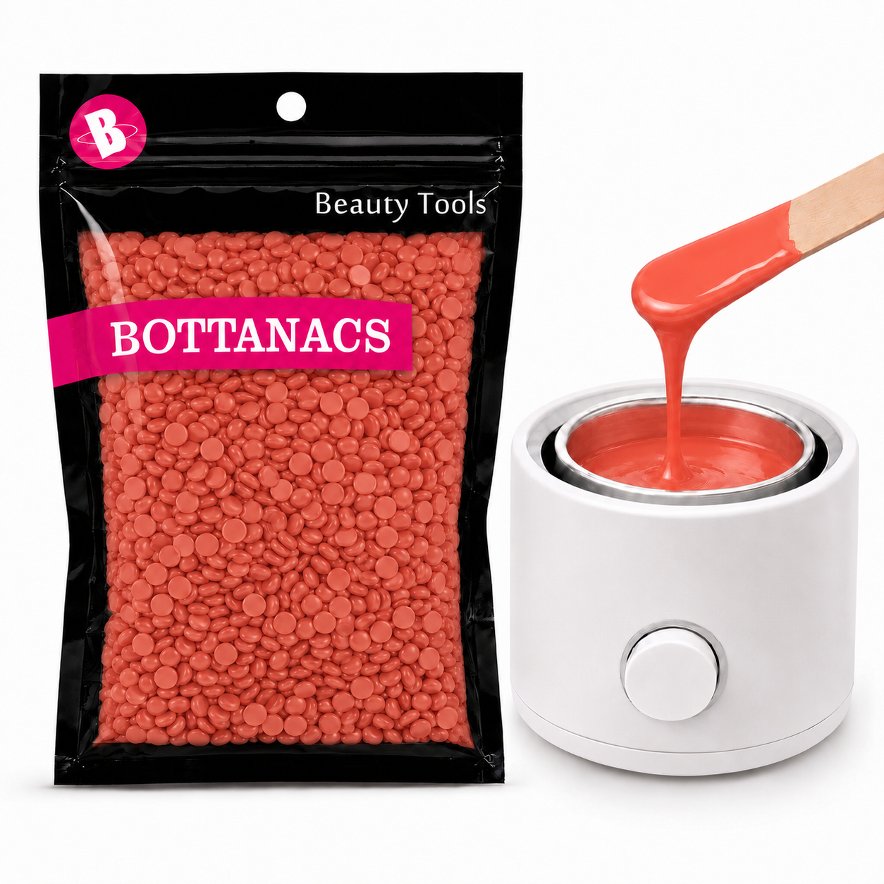 BOTTANACS Orange Hard Wax Beans – Stripless Hair Removal Wax Beads for Face & Body