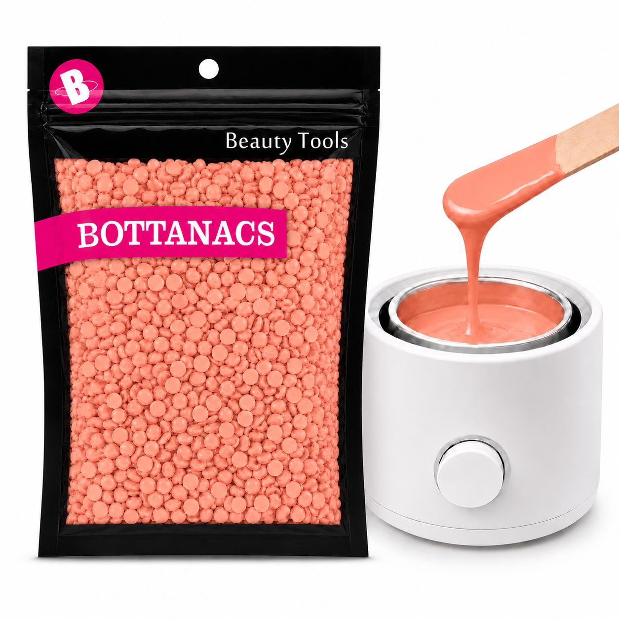 BOTTANACS Peach Hard Wax Beans – Stripless Hair Removal Wax Beads for Face & Body