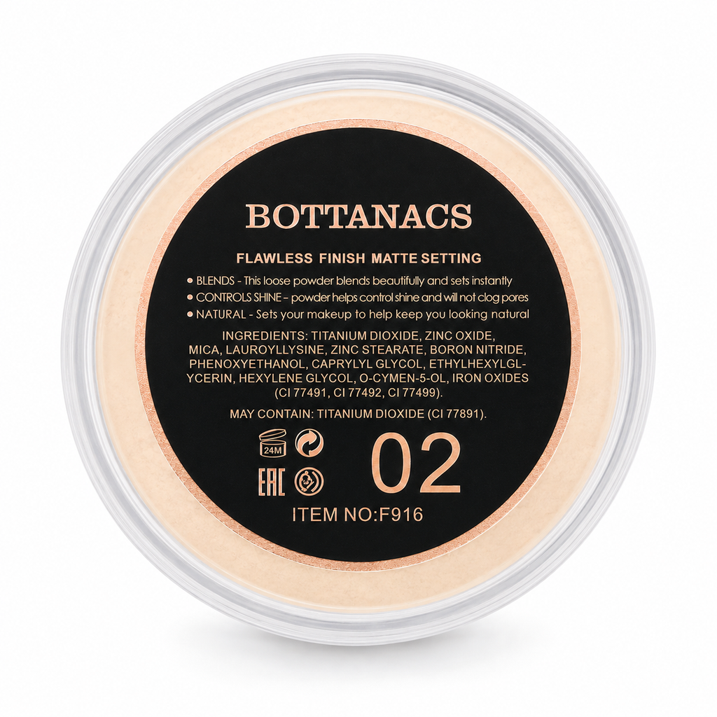 BOTTANACS HD Mineral Silk Finishing Loose Powder – Oil Control Matte Setting Powder, Shade 02