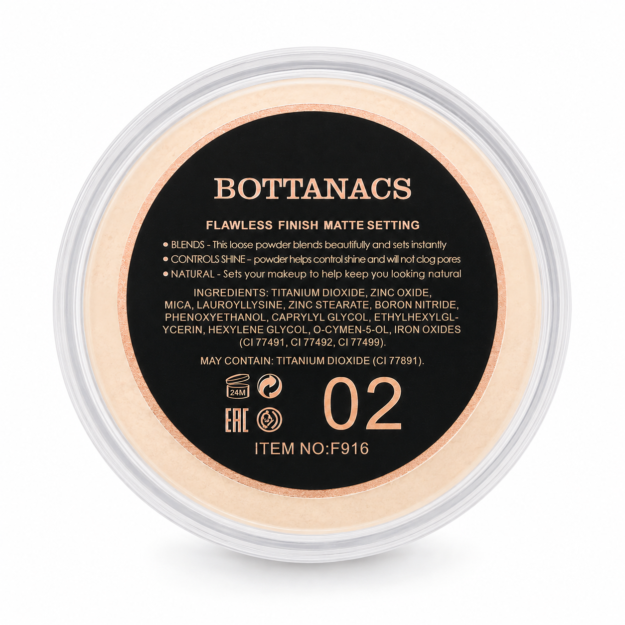 BOTTANACS HD Mineral Silk Finishing Loose Powder – Oil Control Matte Setting Powder, Shade 02