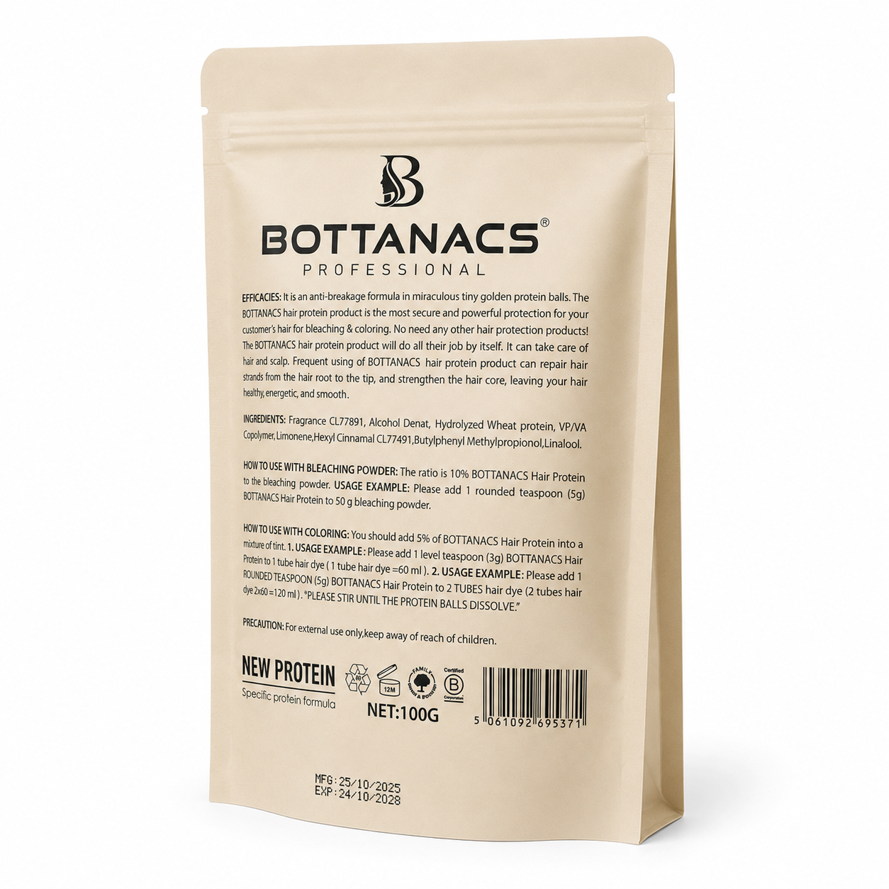 BOTTANACS Professional Hair Care Protein Golden Balls – Anti-Breakage Additive for Bleach, Hair Color & Shampoo – 100g