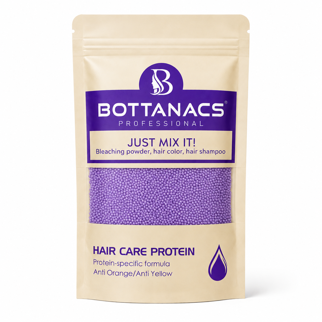 BOTTANACS Professional Hair Care Protein Balls – Anti-Breakage Additive for Bleach, Hair Color & Shampoo – Purple – 100g
