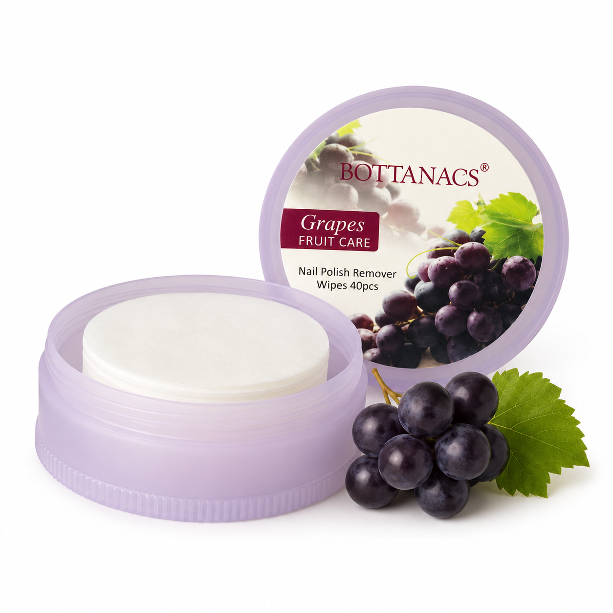 BOTTANACS Grapes Nail Polish Remover Wipes – 40pcs