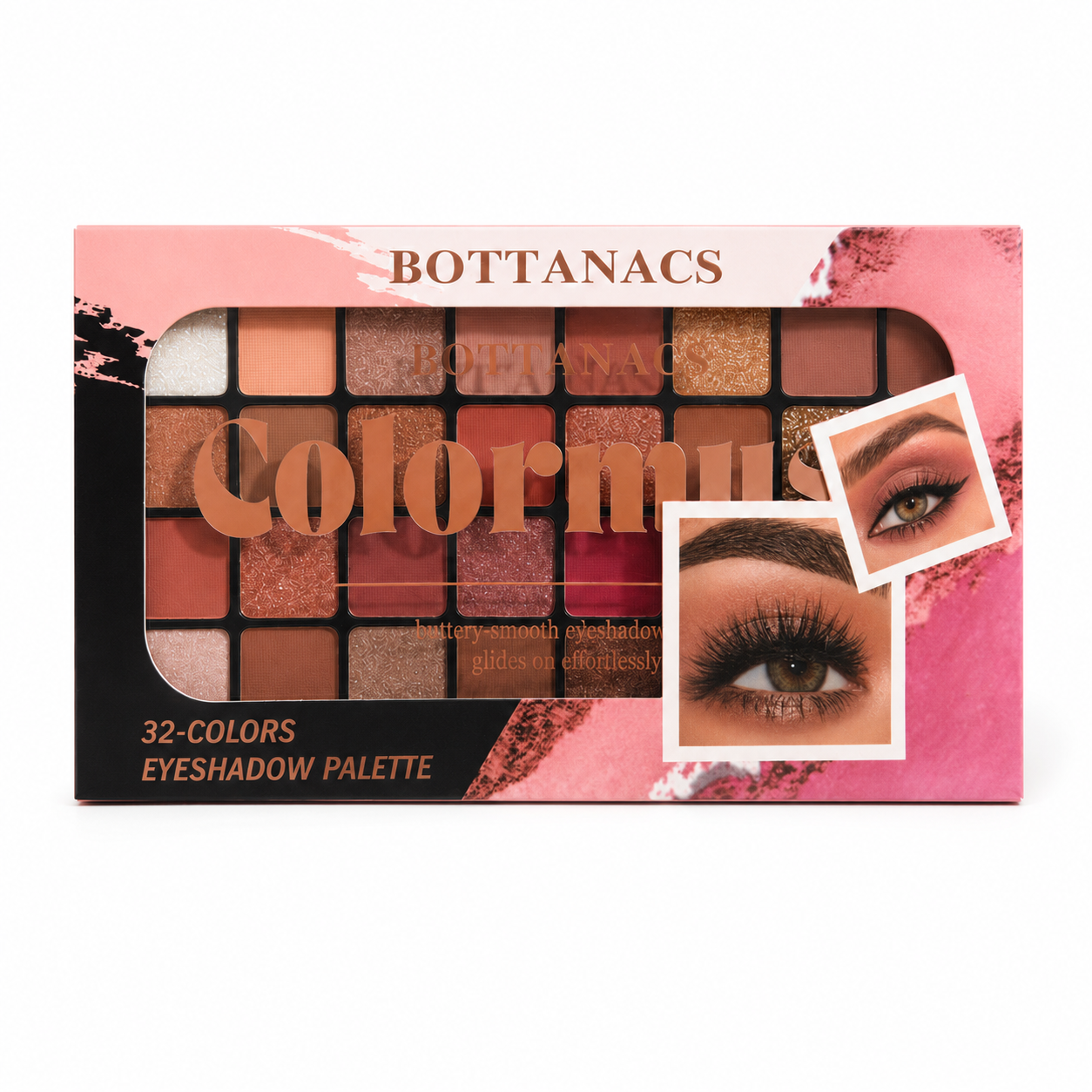 BOTTANACS 32 Color Professional Eyeshadow Palette – Matte, Shimmer & Glitter Finish