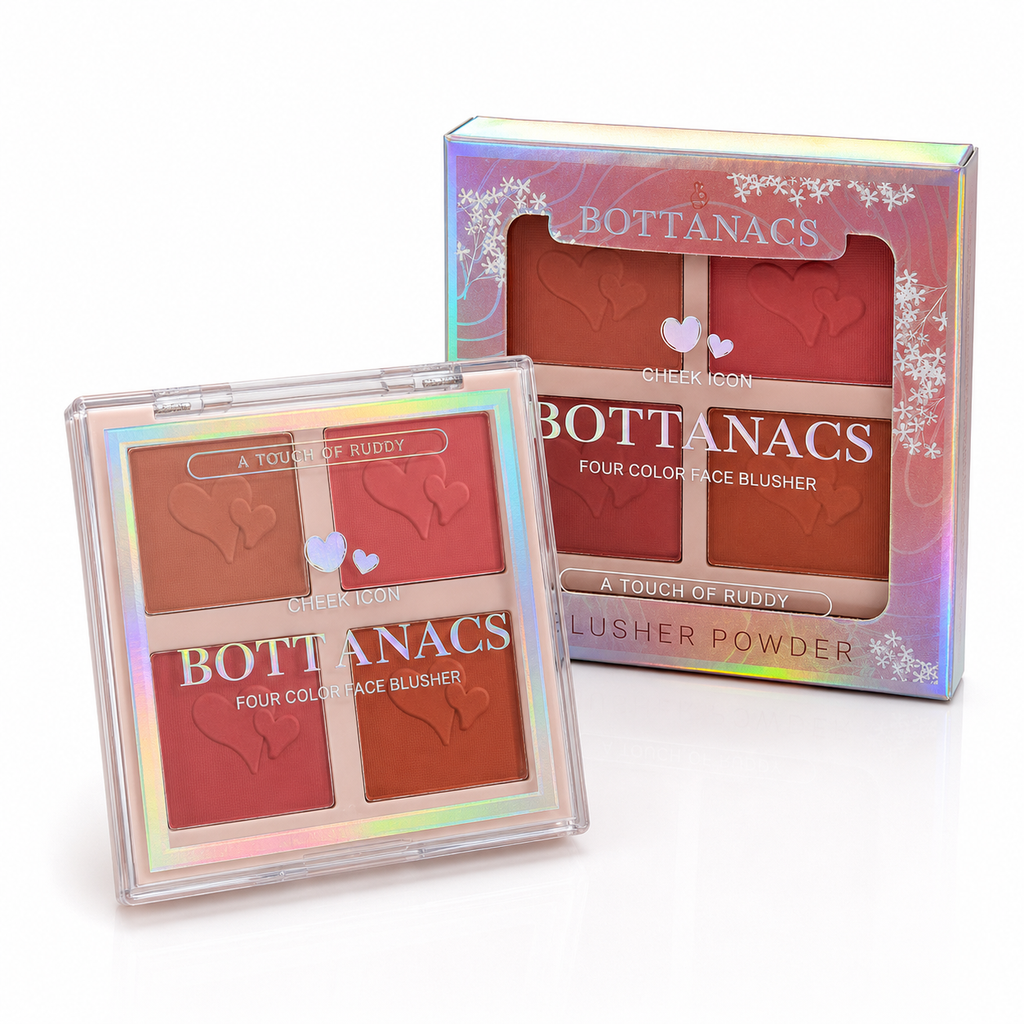 BOTTANACS Four Color Face Blusher | 4 Shade Blush Palette | Smooth & Blendable Long-Lasting Makeup | Shade 03