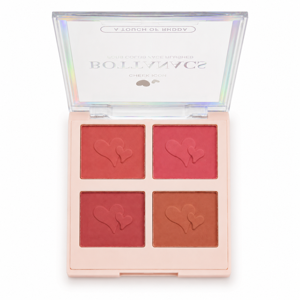 BOTTANACS Four Color Face Blusher | 4 Shade Blush Palette | Smooth & Blendable Long-Lasting Makeup | Shade 02