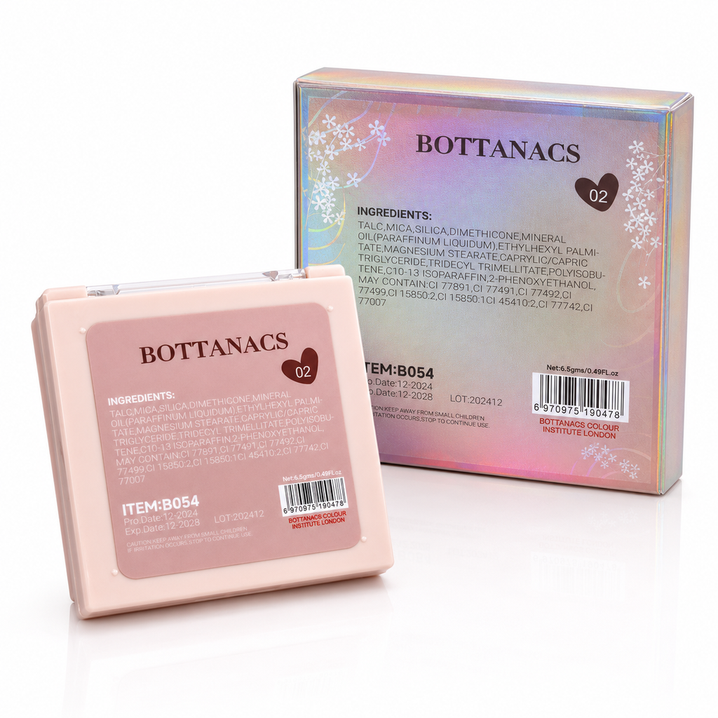 BOTTANACS Four Color Face Blusher | 4 Shade Blush Palette | Smooth & Blendable Long-Lasting Makeup | Shade 02