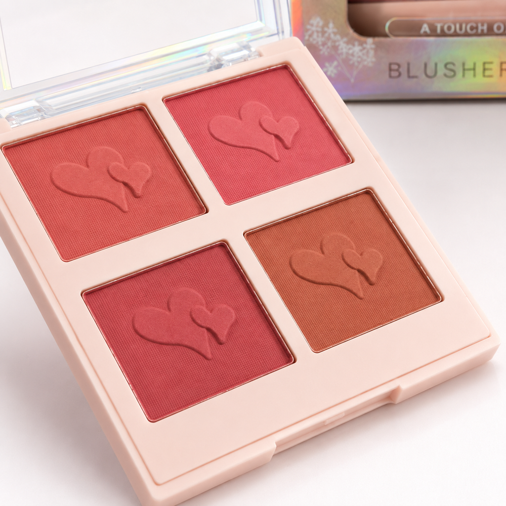 BOTTANACS Four Color Face Blusher | 4 Shade Blush Palette | Smooth & Blendable Long-Lasting Makeup | Shade 02