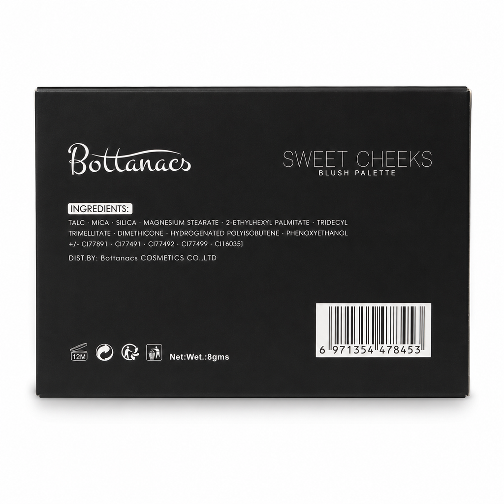 BOTTANACS Sweet Cheeks Blush Palette | 8 Highly Pigmented Matte & Shimmer Blush Shades | Long-Lasting Face Makeup Palette