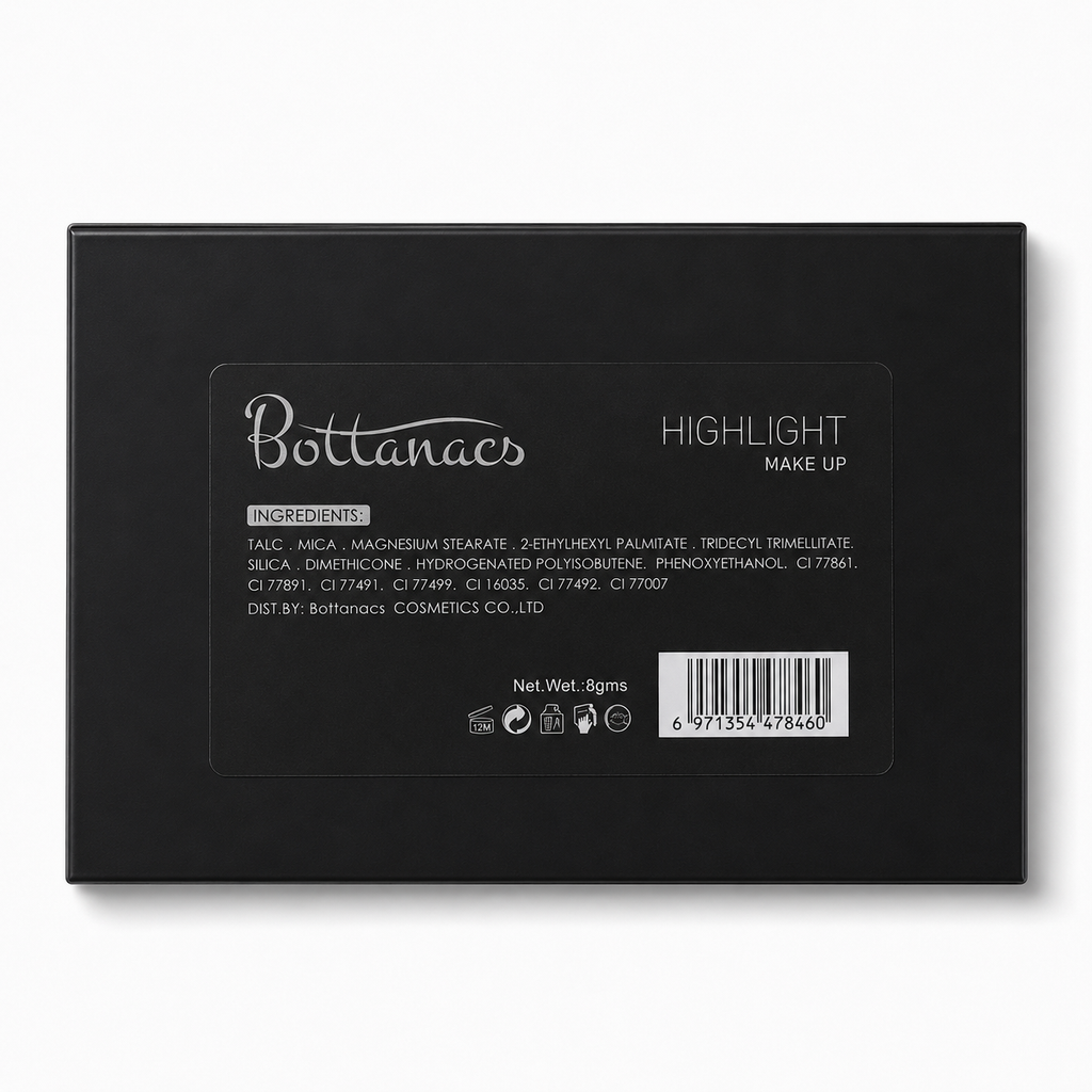 BOTTANACS Highlight Makeup Palette | 8 Shimmer Highlighter Shades | Highly Pigmented Glow Palette