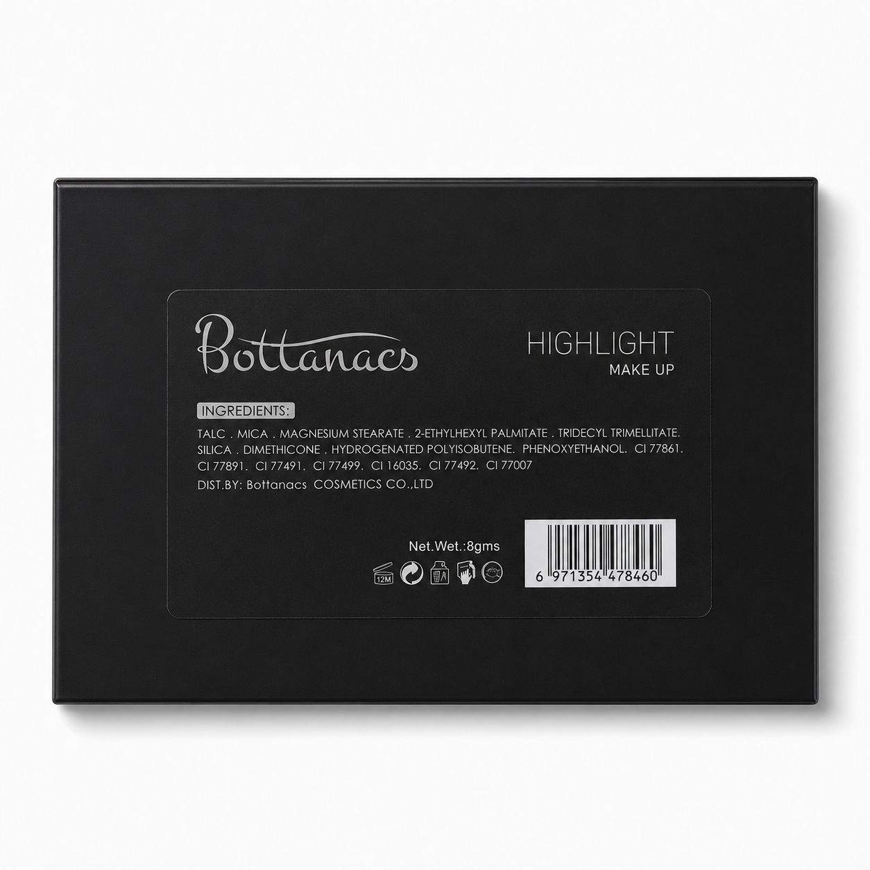 BOTTANACS Highlight Makeup Palette | 8 Shimmer Highlighter Shades | Highly Pigmented Glow Palette