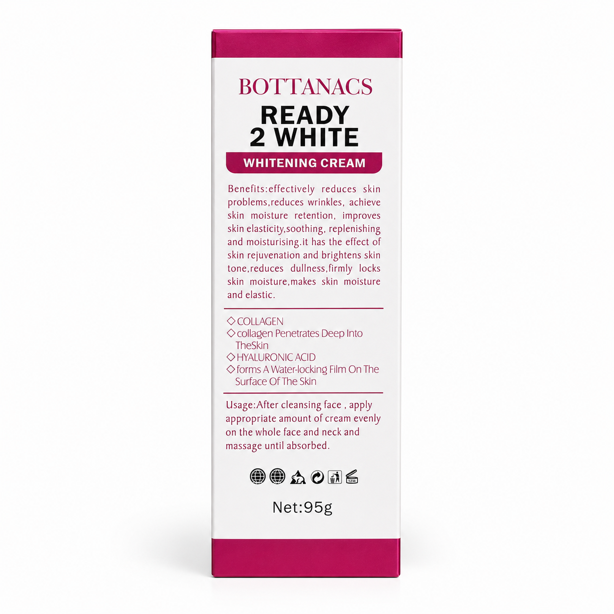 BOTTANACS Korean Formula Moisten Ready 2 Glow & White Cream – Milky White Cream Pack – 95g