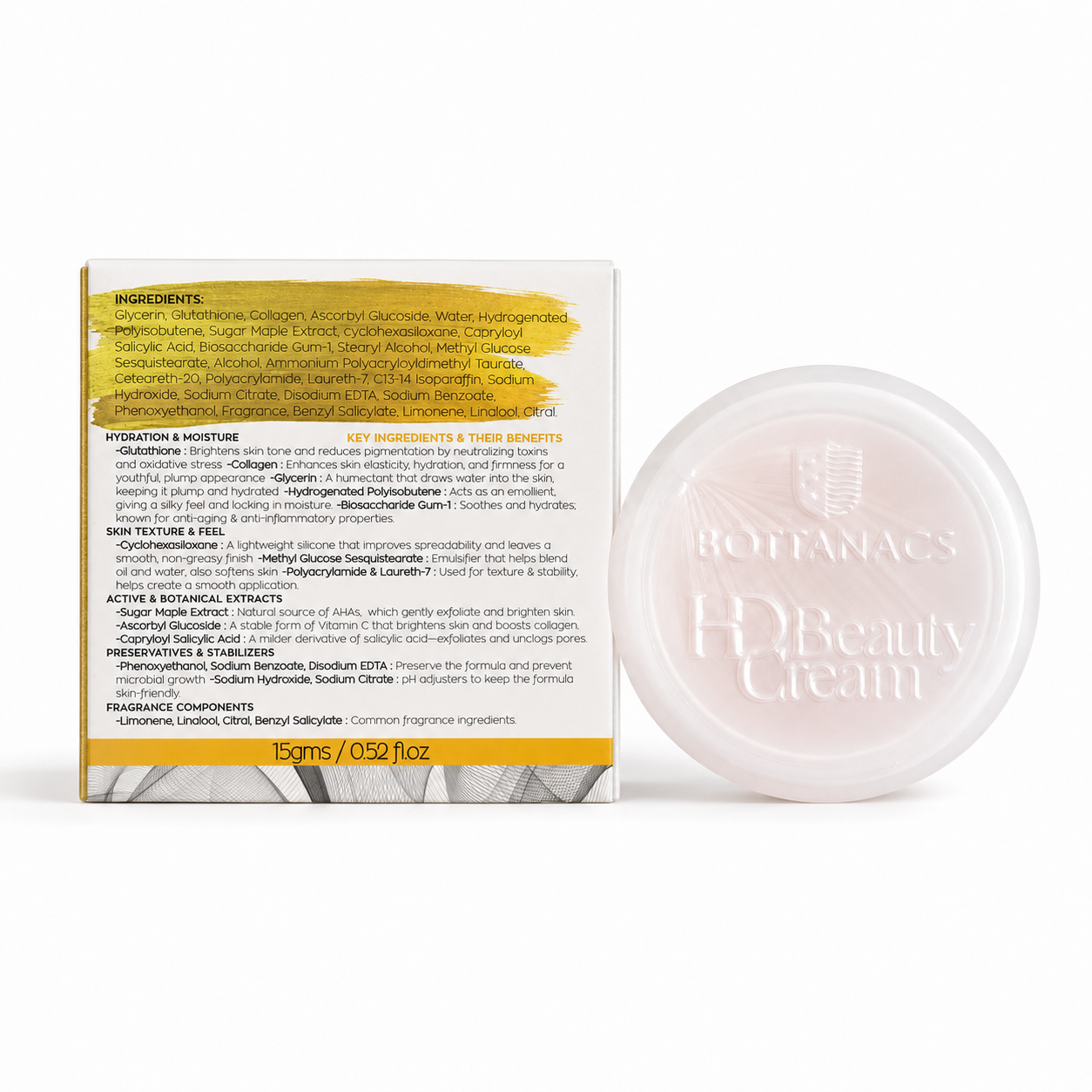BOTTANACS GlutaWhite HQ Beauty Cream – Premium Skin Brightening Cream 15g