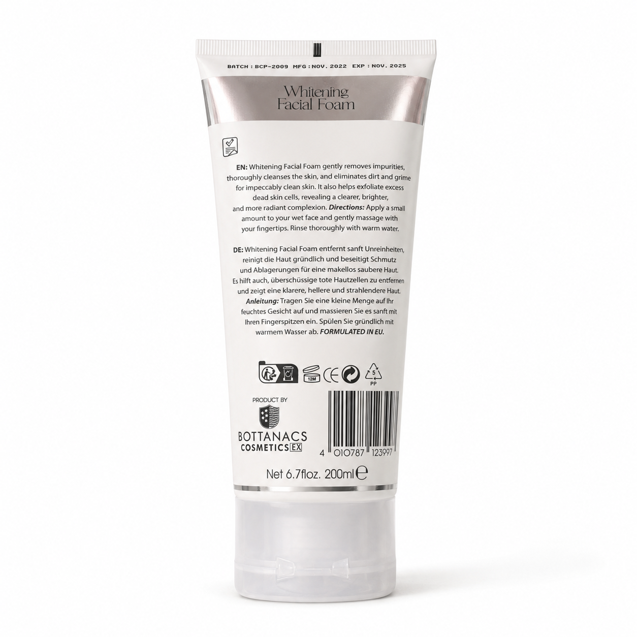 BOTTANACS GlutaWhite Whitening Facial Foam – Purity Perfected – 200ml