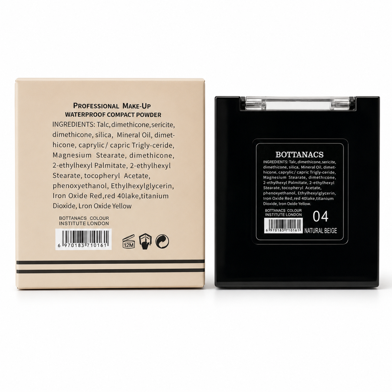 BOTTANACS Professional HD Two Way Cake SPF 35 – Oil-Free Waterproof Compact Powder – Shade 04 Natural Beige