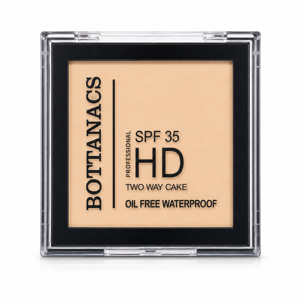 BOTTANACS Professional HD Two Way Cake SPF 35 – Oil-Free Waterproof Compact Powder – Shade 05 Medium Beige