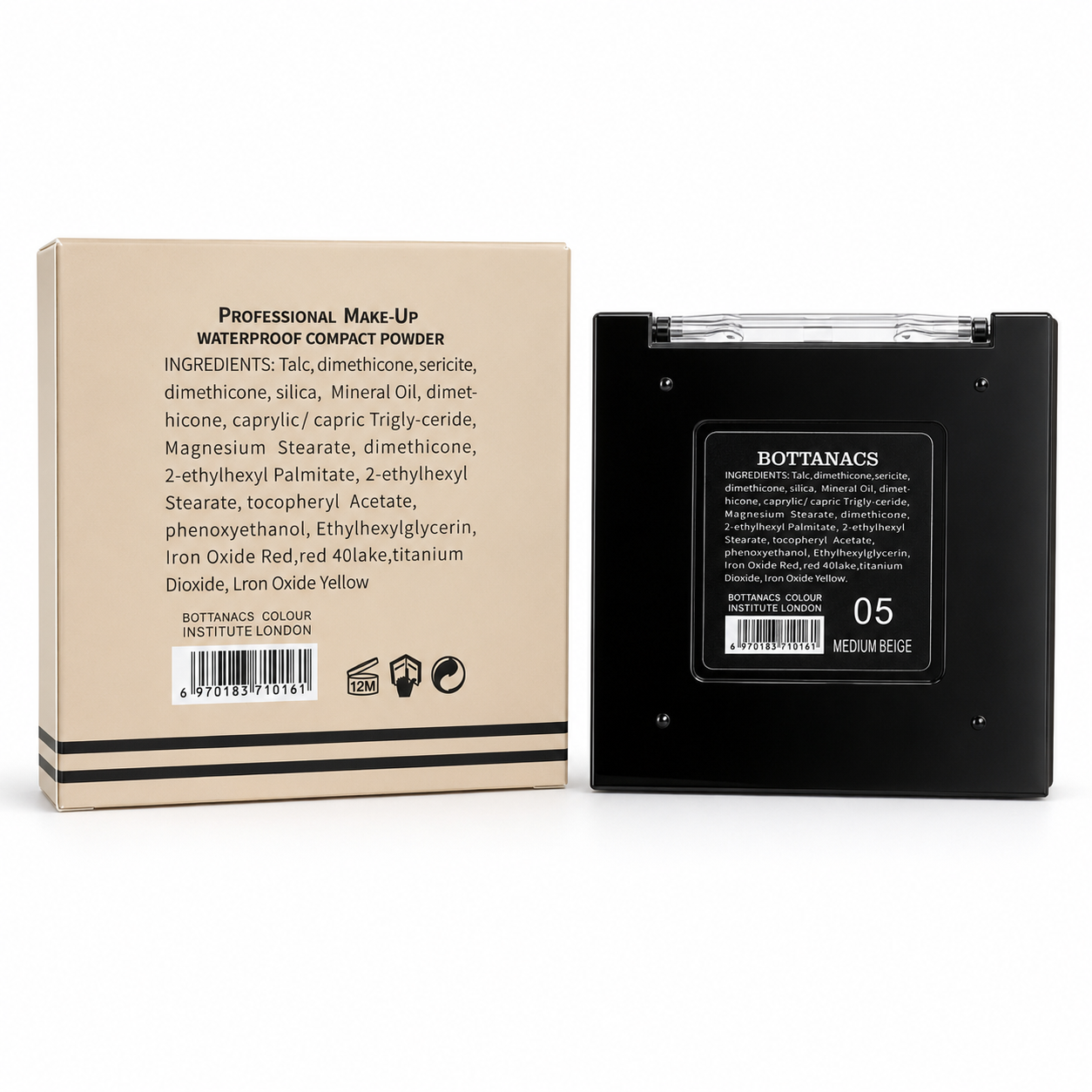 BOTTANACS Professional HD Two Way Cake SPF 35 – Oil-Free Waterproof Compact Powder – Shade 05 Medium Beige