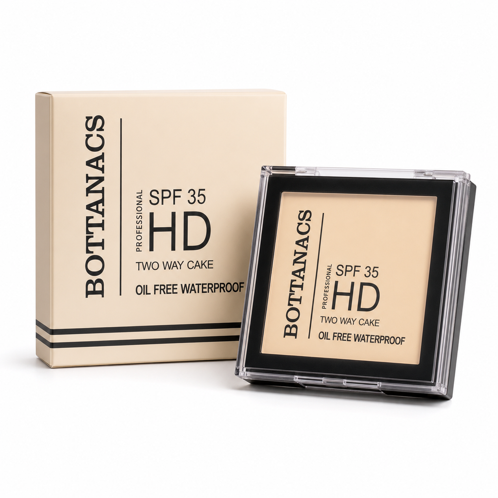 BOTTANACS Professional HD Two Way Cake SPF 35 – Oil-Free Waterproof Compact Powder – Shade 03 Light Beige