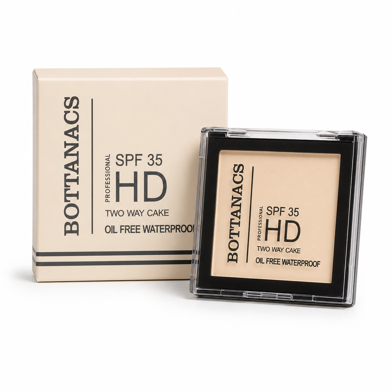 BOTTANACS Professional HD Two Way Cake SPF 35 – Oil-Free Waterproof Compact Powder – Shade 01 Light