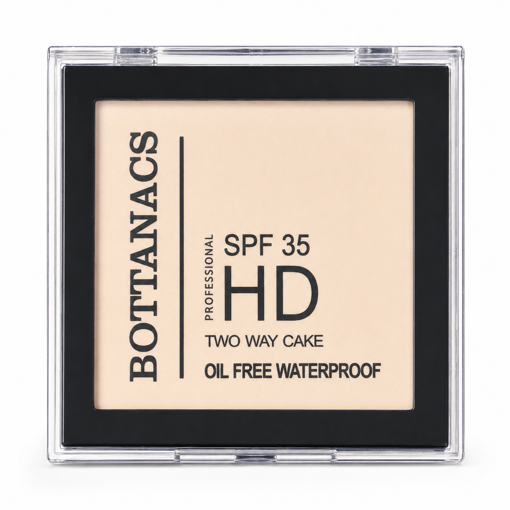 BOTTANACS Professional HD Two Way Cake SPF 35 – Oil-Free Waterproof Compact Powder – Shade 01 Light