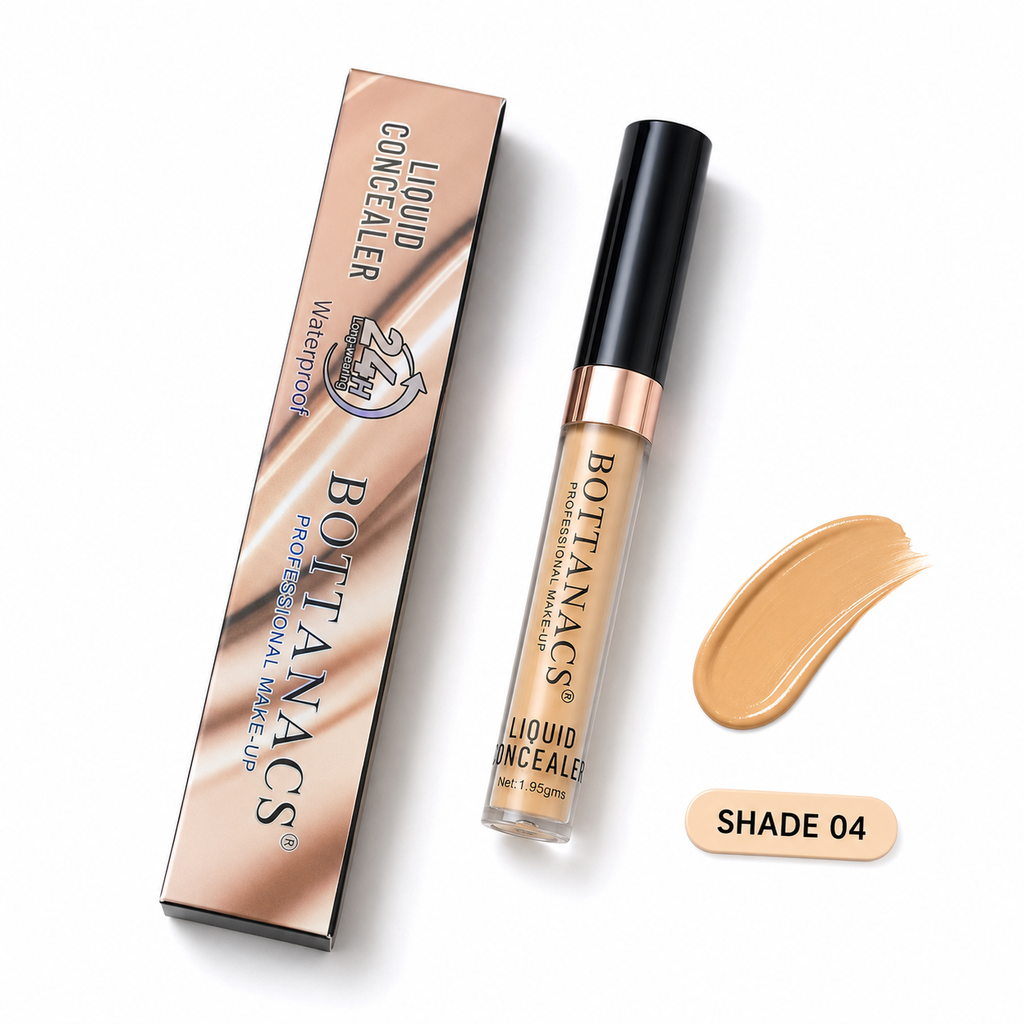 BOTTANACS Professional Make-Up Liquid Concealer – 24H Long-Wearing Waterproof Formula – Shade 04 Warm Golden Beige