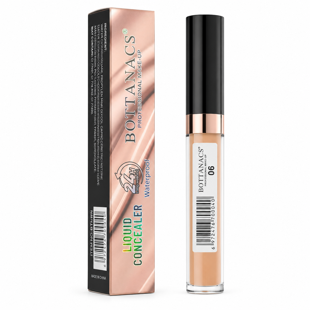 BOTTANACS Professional Make-Up Liquid Concealer – 24H Long-Wearing Waterproof Formula – Shade 06 Warm Peach
