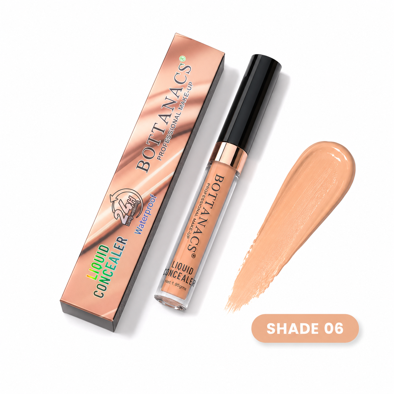 BOTTANACS Professional Make-Up Liquid Concealer – 24H Long-Wearing Waterproof Formula – Shade 06 Warm Peach