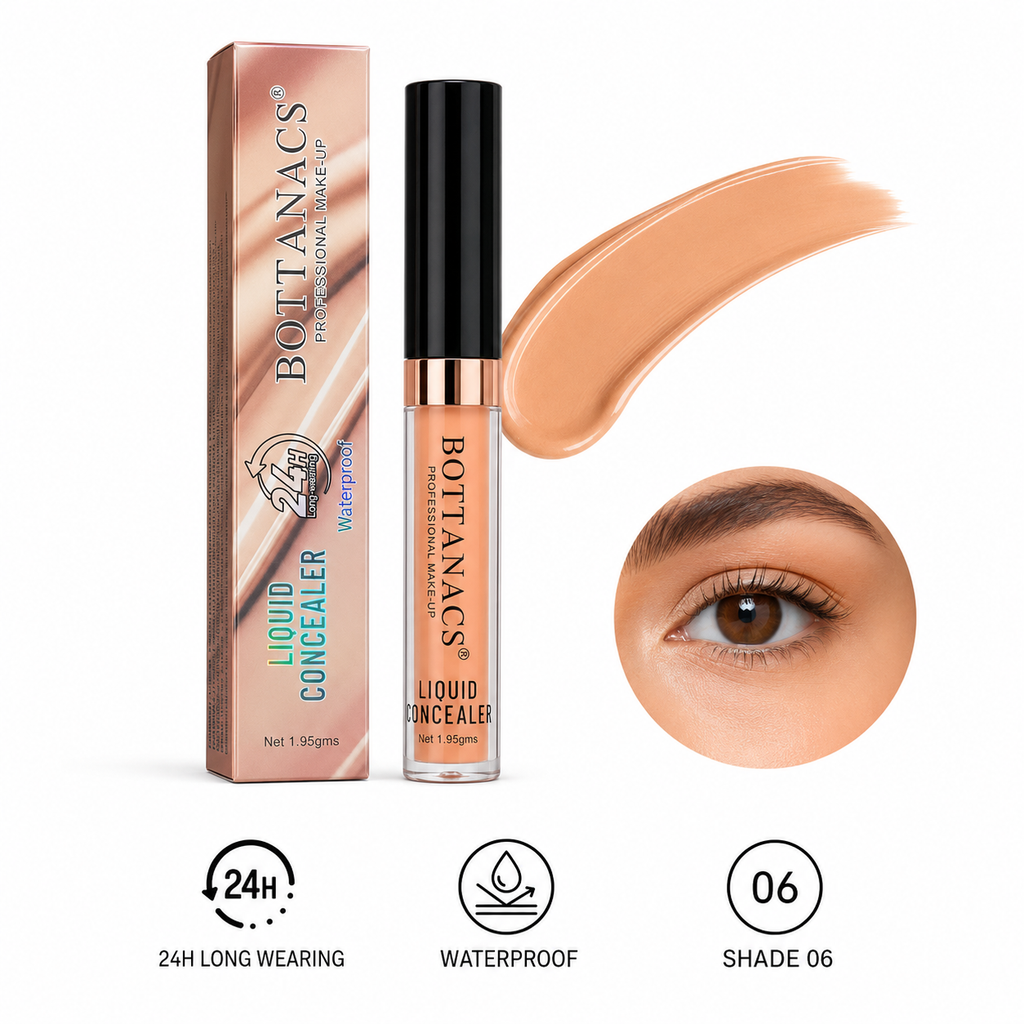 BOTTANACS Professional Make-Up Liquid Concealer – 24H Long-Wearing Waterproof Formula – Shade 06 Warm Peach