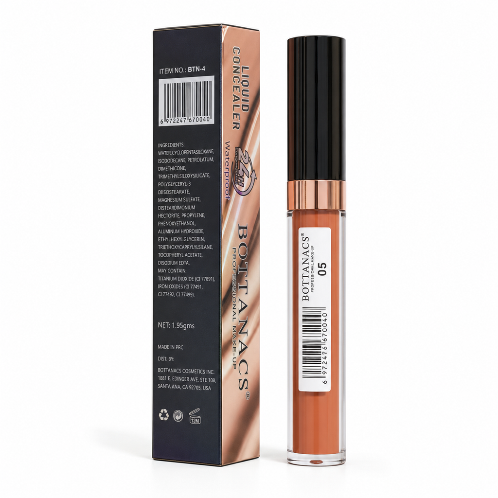 BOTTANACS Professional Make-Up Liquid Concealer – 24H Long-Wearing Waterproof Formula – Shade 05 Warm Orange