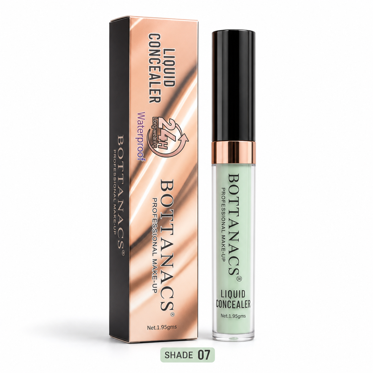 BOTTANACS Professional Make-Up Liquid Concealer – 24H Long-Wearing Waterproof Formula – Shade 07 Green Corrector