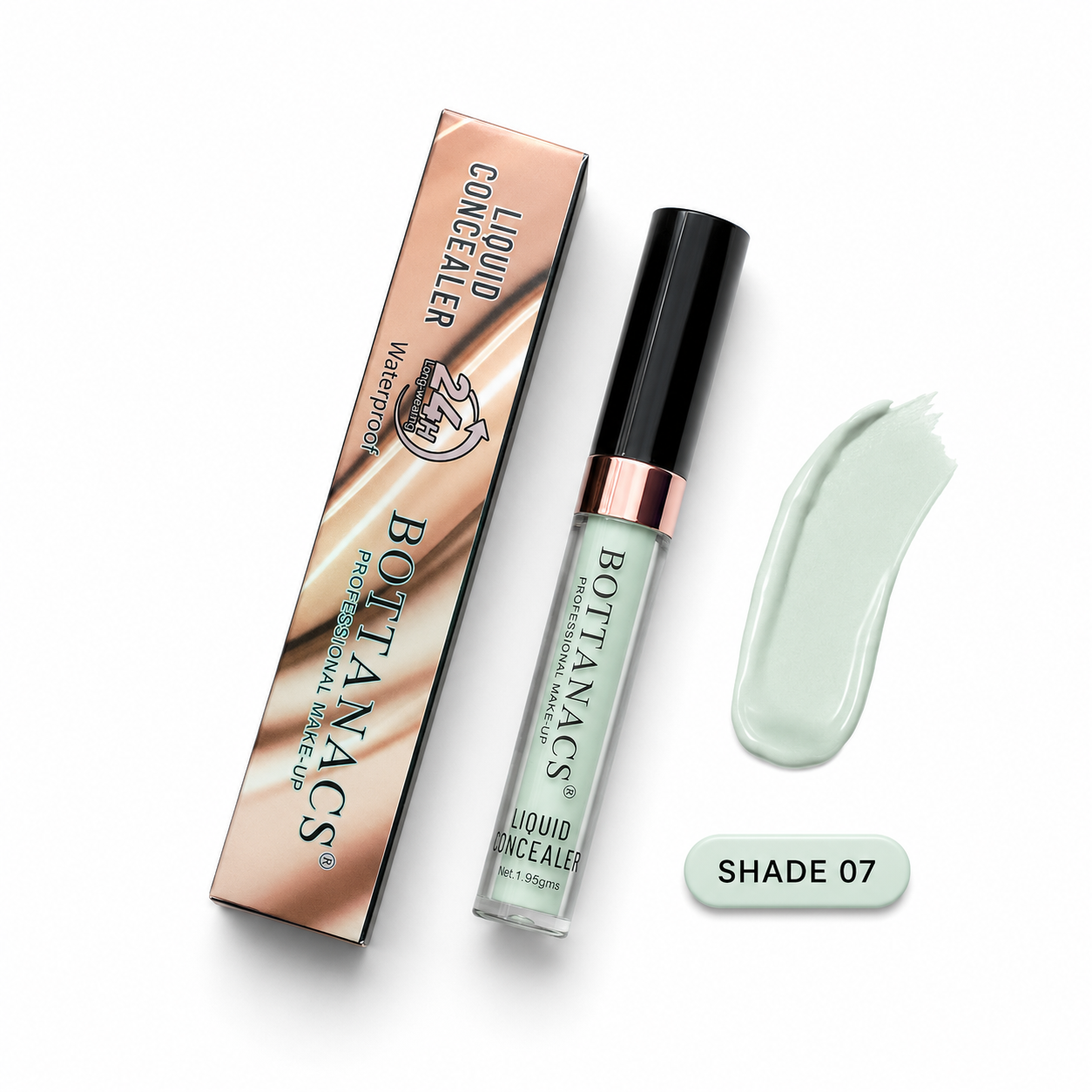 BOTTANACS Professional Make-Up Liquid Concealer – 24H Long-Wearing Waterproof Formula – Shade 07 Green Corrector