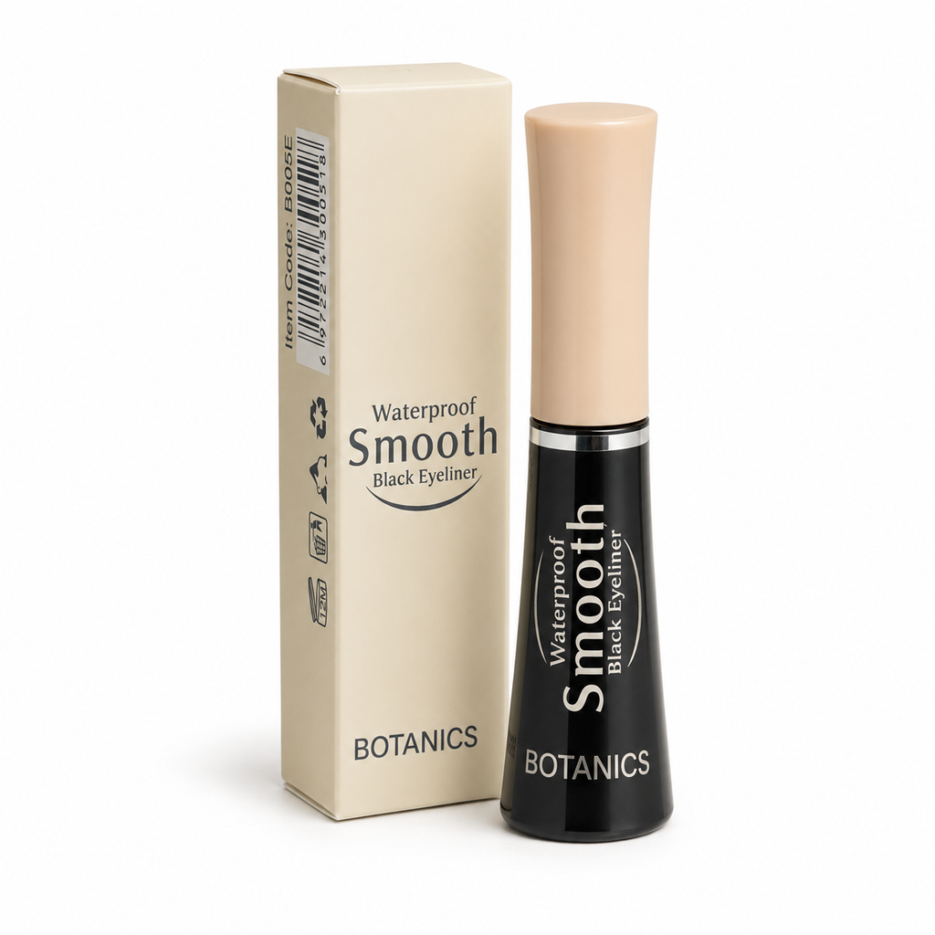 BOTANICS Waterproof Smooth Black Eyeliner – Precision Applicator, 12g