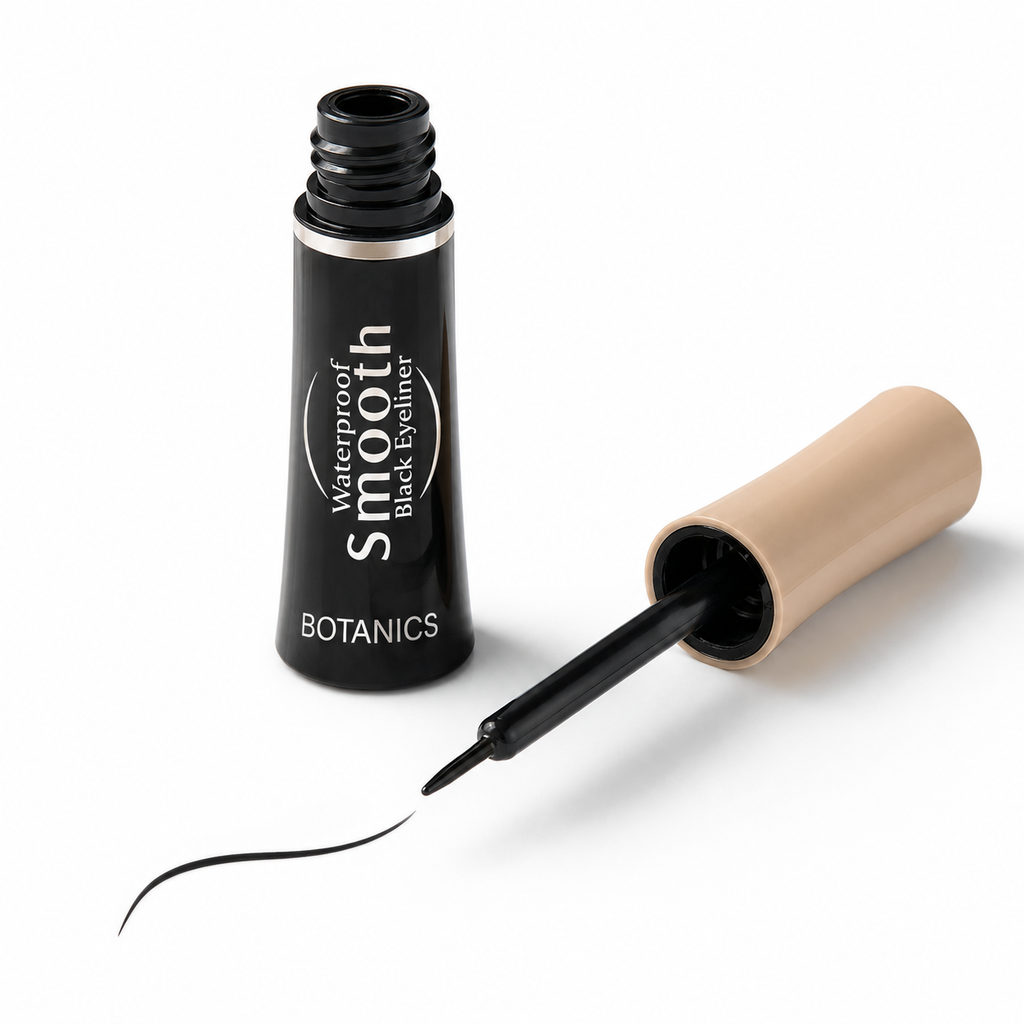 BOTANICS Waterproof Smooth Black Eyeliner – Precision Applicator, 12g