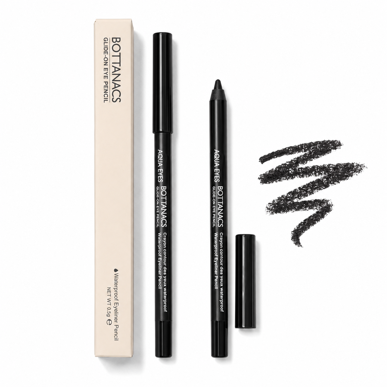 BOTTANACS Aqua Eyes Glide-On Waterproof Eyeliner Pencil – Extra Black, 0.5g