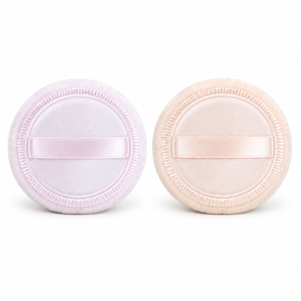 BOTTANACS 2-Piece Double-Sided Round Velour Powder Puff Set – Lavender & Nude