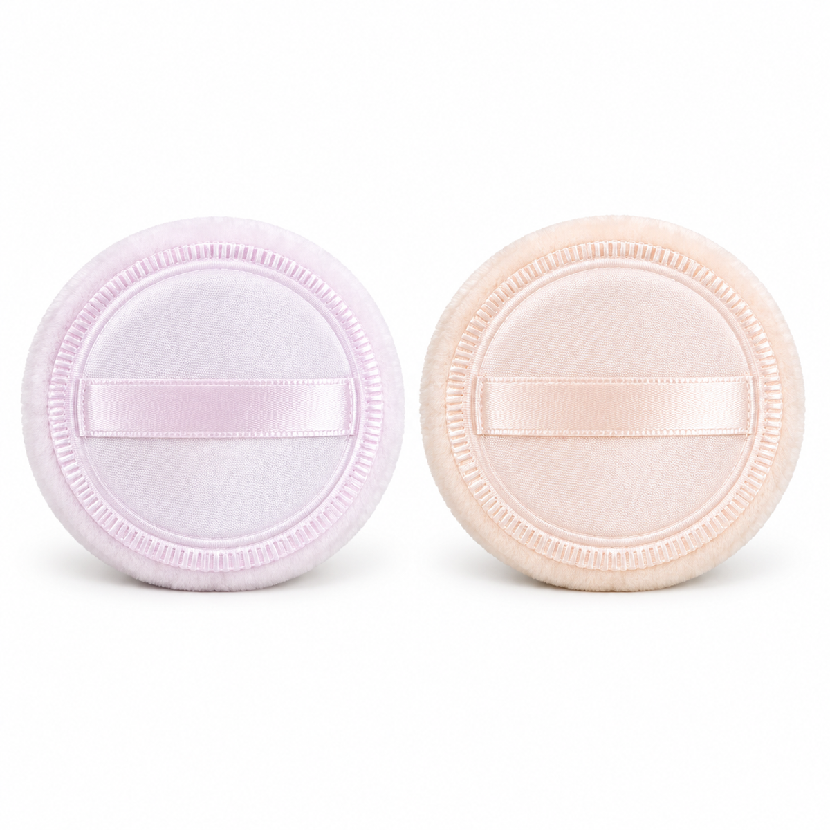 BOTTANACS 2-Piece Double-Sided Round Velour Powder Puff Set – Lavender & Nude