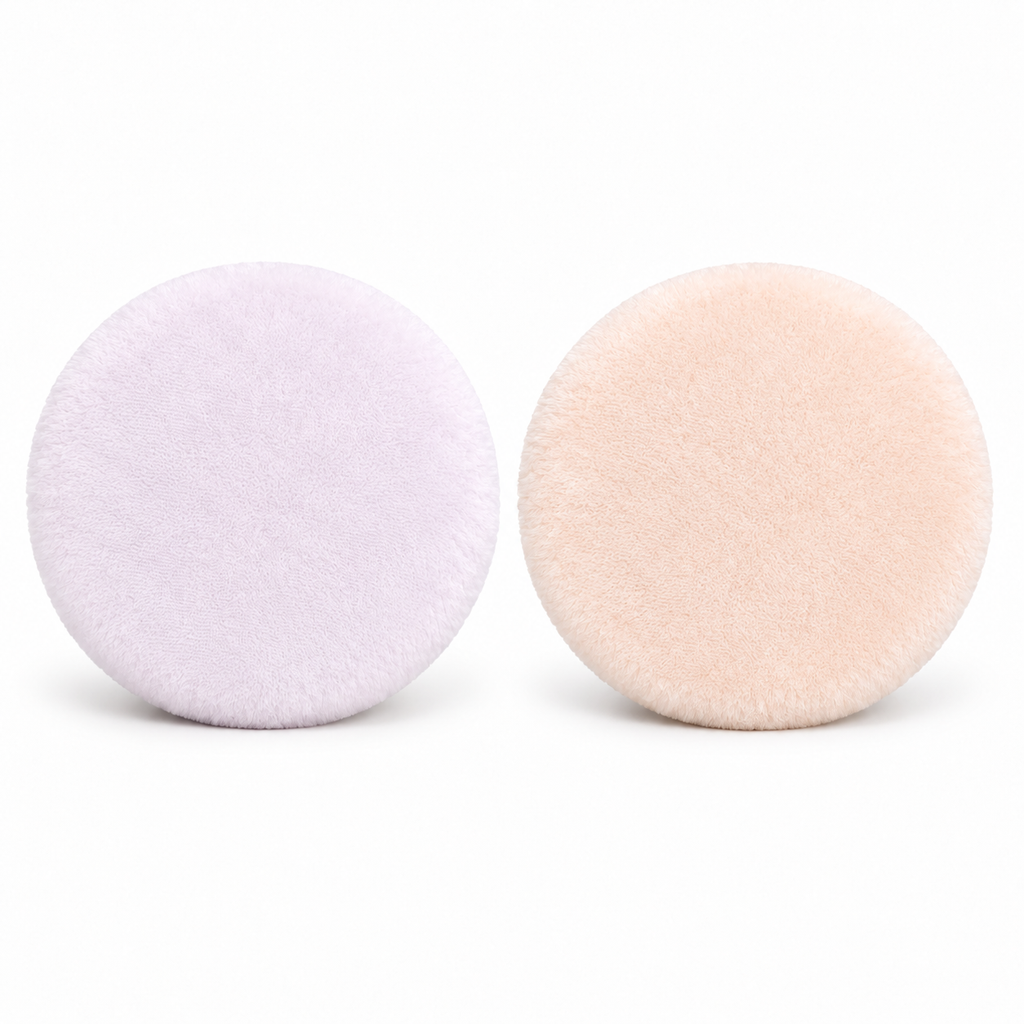 BOTTANACS 2-Piece Double-Sided Round Velour Powder Puff Set – Lavender & Nude