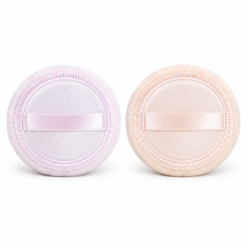 BOTTANACS 2-Piece Double-Sided Round Velour Powder Puff Set – Lavender & Nude – product view 2