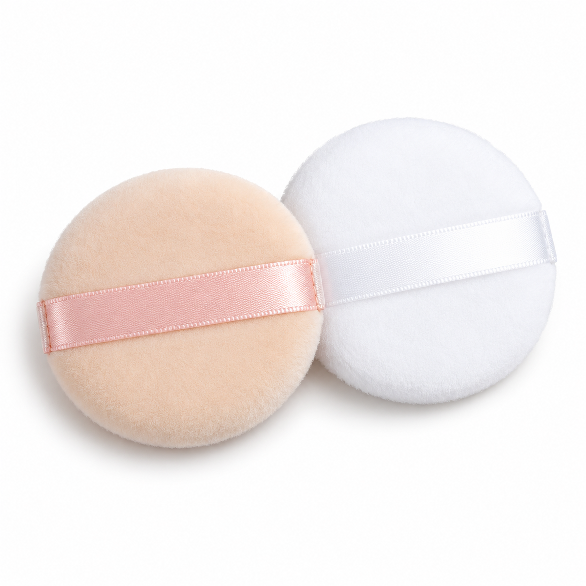 BOTTANACS 2-Piece Round Powder Puff Set – Beige & White – product view 2
