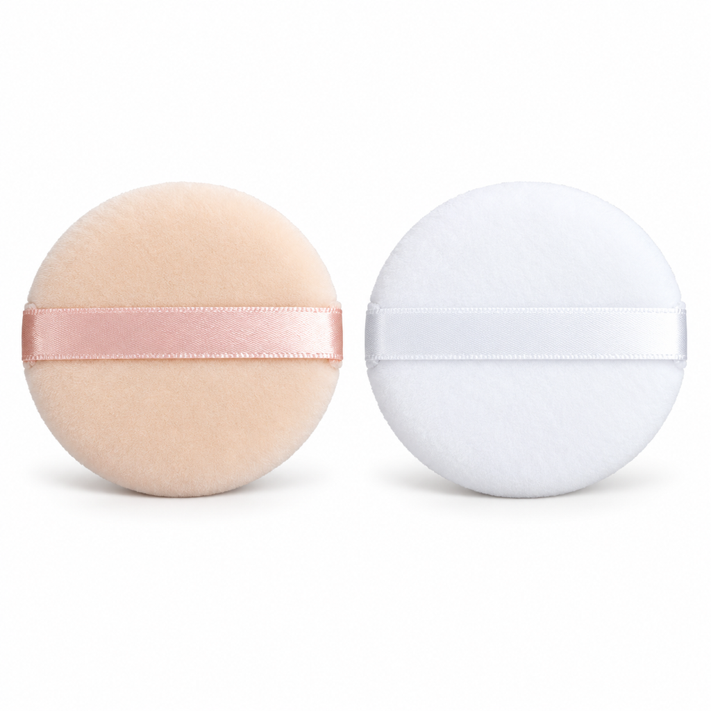 BOTTANACS 2-Piece Round Velour Makeup Puff Set – Nude & White – product view 2