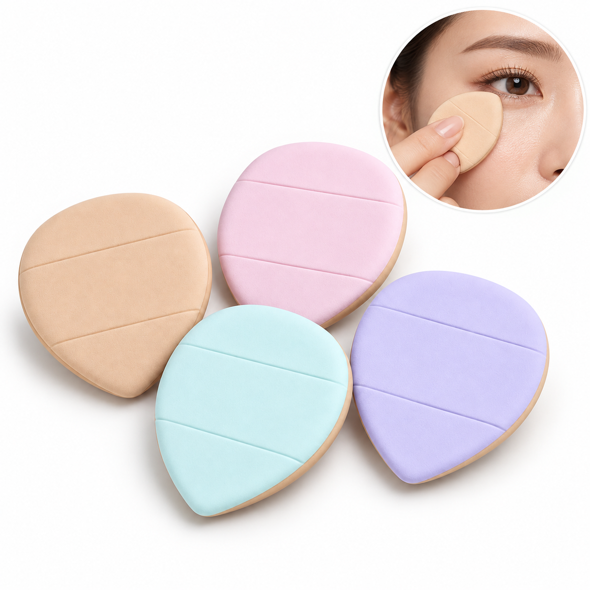 BOTTANACS 4-Piece Dual-Sided Teardrop Makeup Puff Set – Multicolour – main product image