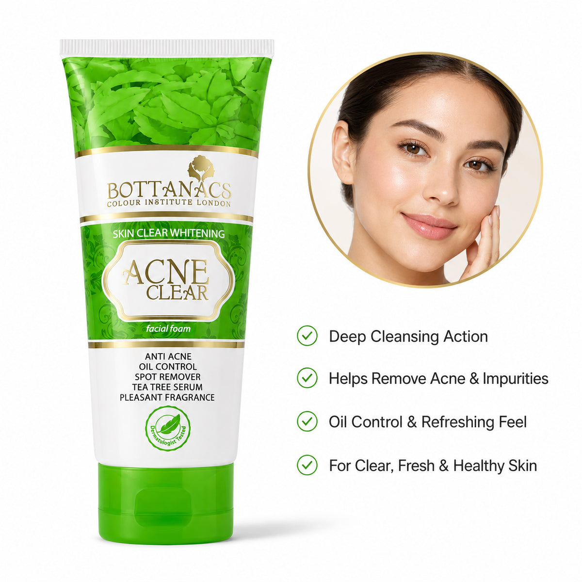 BOTTANACS Acne Clear Facial Foam – Skin Clear Whitening – 85ml – main product image