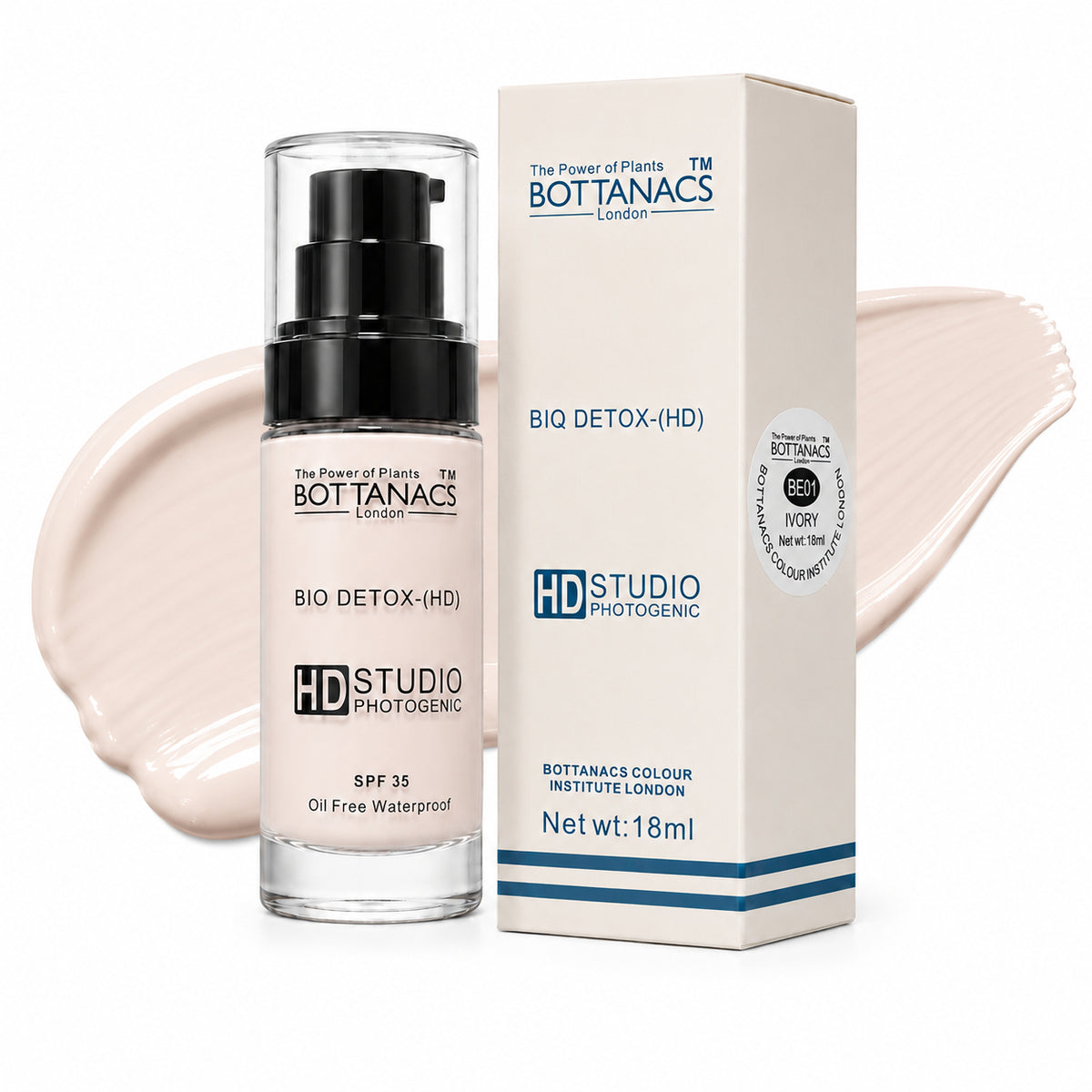 BOTTANACS Bio Detox Foundation SPF 35 – BE01 Ivory, 18ml – main product image