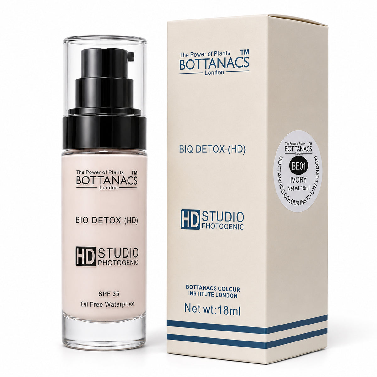 BOTTANACS Bio Detox Foundation SPF 35 – BE01 Ivory, 18ml – product view 2