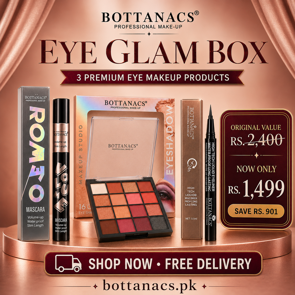 BOTTANACS Eye Glam Box – 3 Premium Eye Makeup Products – main product image