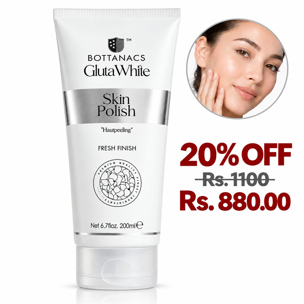 BOTTANACS GlutaWhite Skin Polish – Fresh Finish – 200ml – 20% off, Rs. 1100 reduced to Rs. 880.00