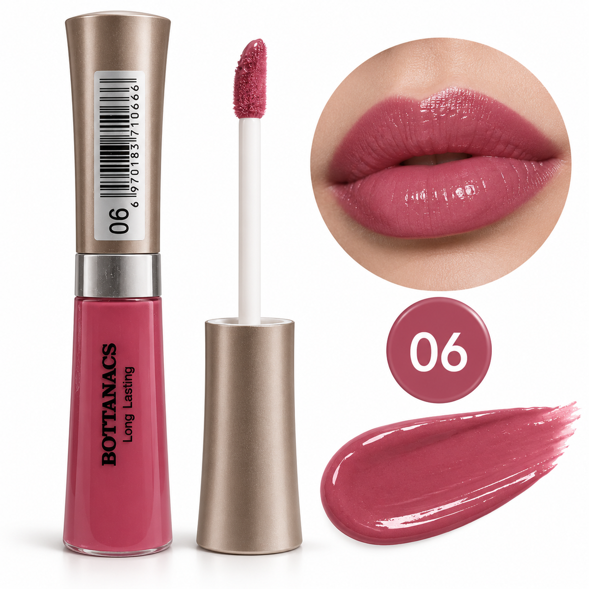 BOTTANACS Long Lasting Lip Gloss – Shade 06 Dusty Mauve Rose – main product image