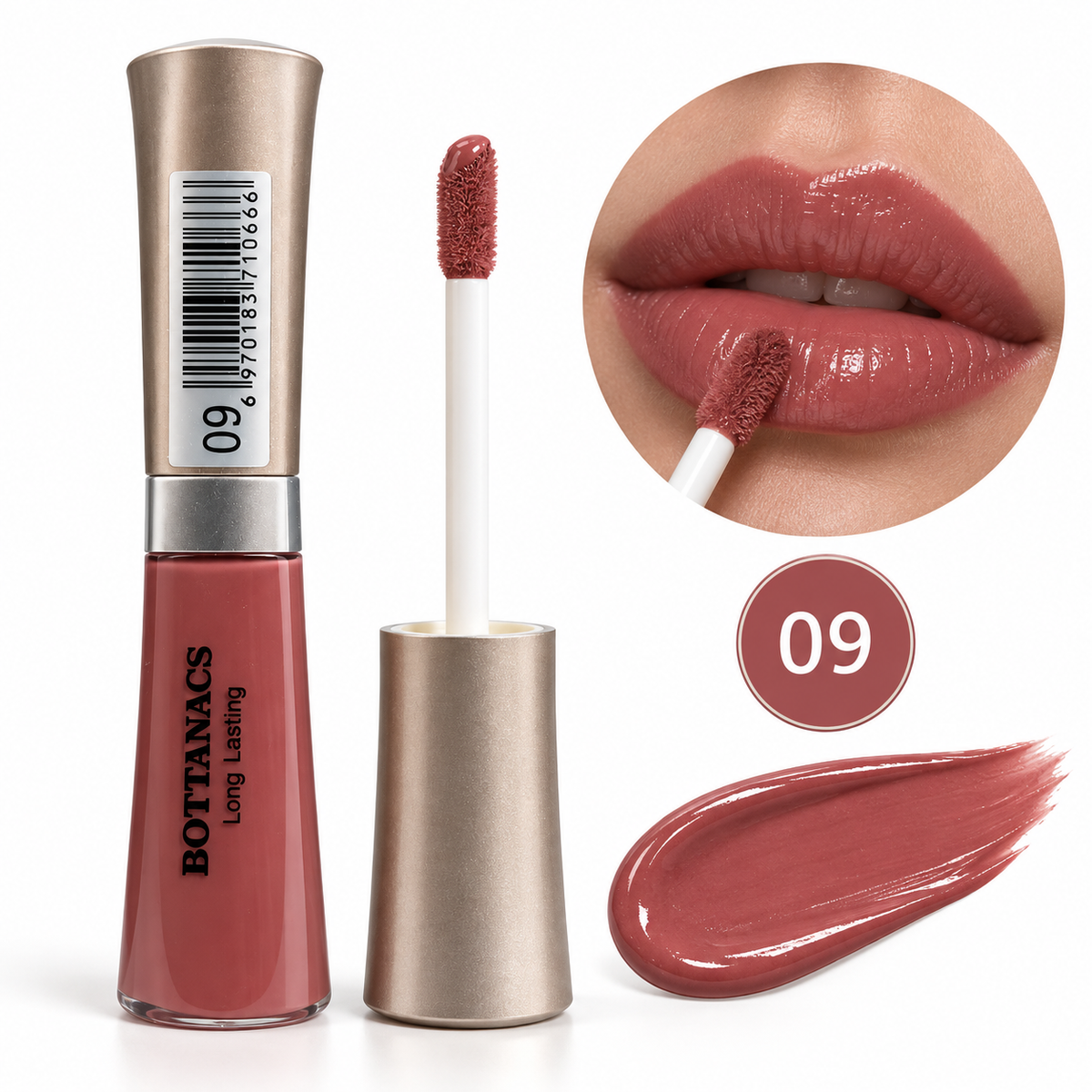 BOTTANACS Long Lasting Lip Gloss – Shade 09 Rosewood – main product image