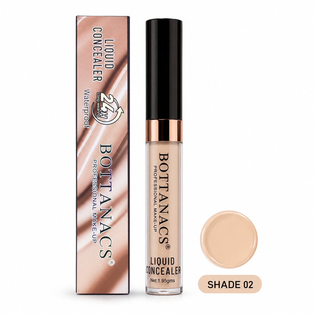BOTTANACS 24H Waterproof Liquid Concealer – Shade 02 Light Beige – product view 2