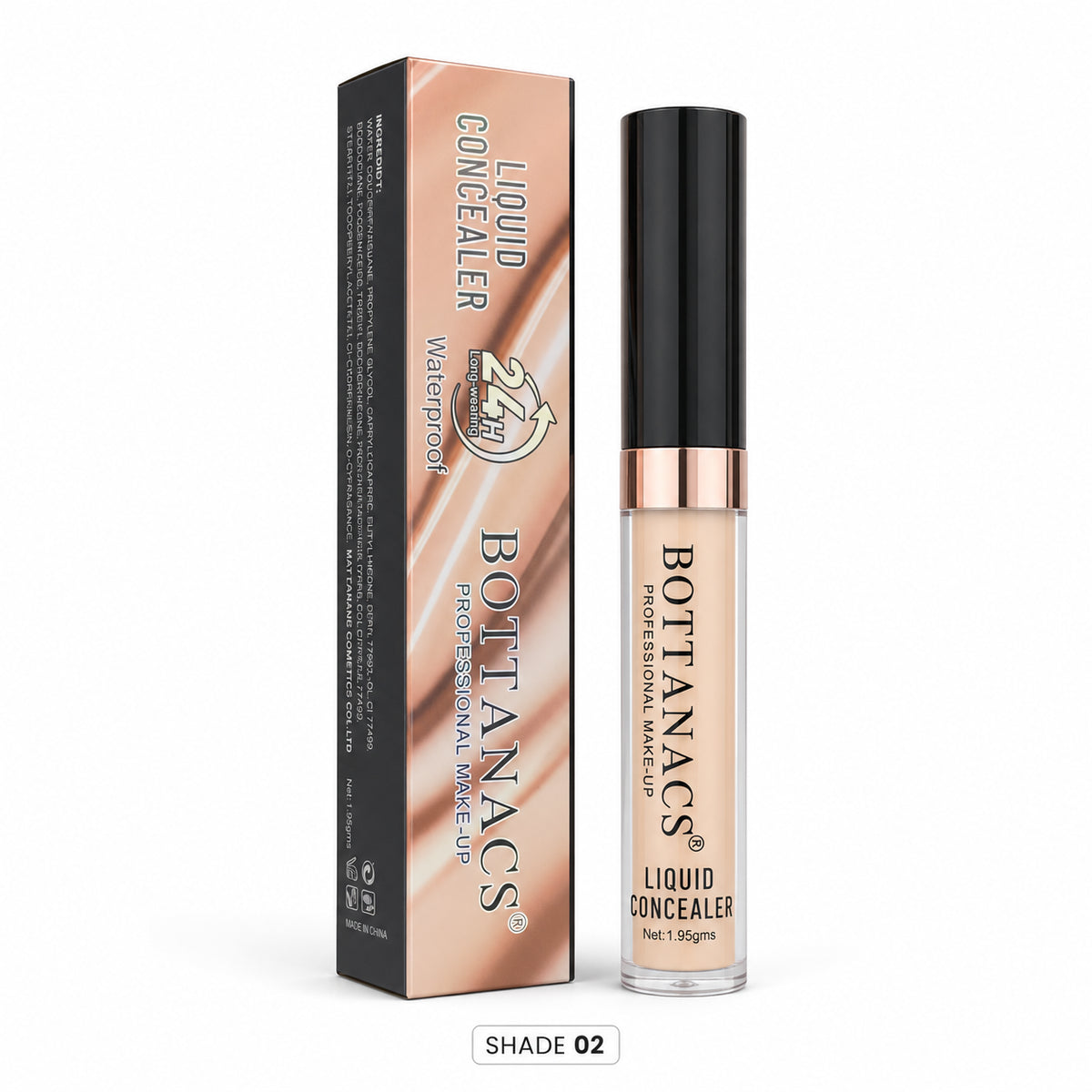 BOTTANACS 24H Waterproof Liquid Concealer – Shade 02 Light Beige – product view 4